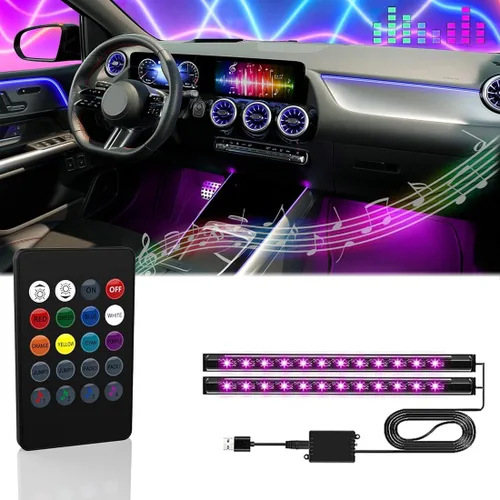 Miniatura 7 de Luces LED para coche, luces inteligentes para interior del coche con control por aplicación, luces de atmósfera para coche, luces LED interiores