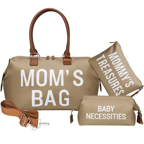 Miniatura 7 de printe Bolsa de pañales grande de 6 piezas con cambiador y 2 bolsas organizadas, bolsa de mamá para hospital con funda para chupete, correas, gancho