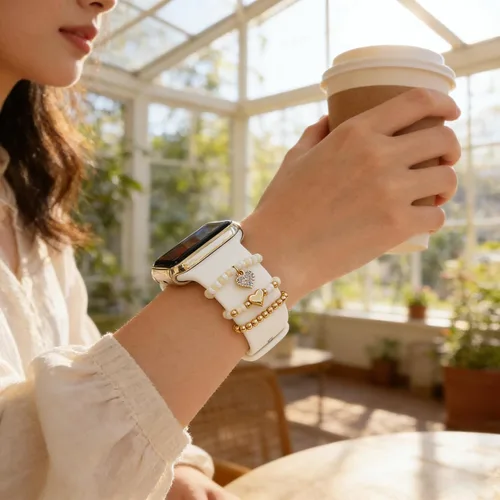 Miniatura 2 de Juego de 3 anillos decorativos de cuentas para Apple Watch Series 10/9/8/7/6/5/4/3/2/1 y iWatch Ultra 1.929 in SE, compatibles con correas de reloj