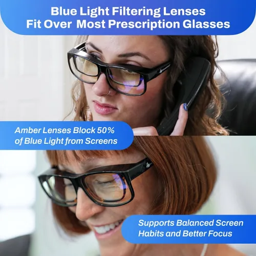 Miniatura 2 de DefenderShield Premium Fit-Over Blue Light Blocking Glasses - Superior Blocking from Gaming PC & Cell Phone Screen Glare.