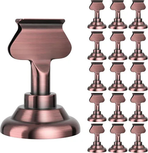 ERYTLLY Paquete de 16 tarjeteros de mesa de 1.7 pulgadas, tarjeteros de acero para bodas, cumpleaños, fotos, notas de notas, restaurantes (cobre