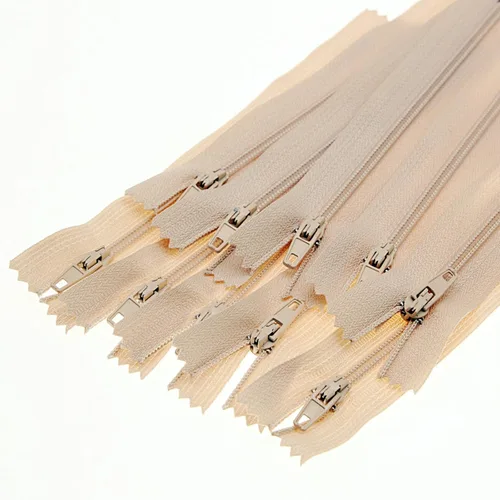 #3 - Cremalleras de nailon beige con cierre de extremo cerrado a granel para manualidades de costura, bolsos, bolsos (20 unidades/paquete, 16