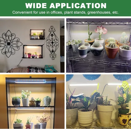 Miniatura 7 de Kullsinss Luces de cultivo para plantas de interior, tiras de luz de crecimiento de plantas de espectro completo de 16 pulgadas con temporizador