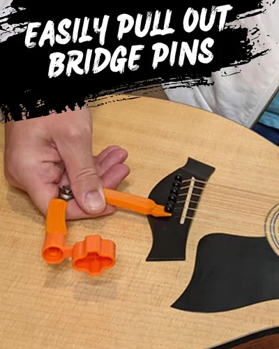 Miniatura 3 de Enrollador de cuerdas de guitarra, cortador de cuerdas y extractor de pasadores de puente, herramienta de guitarra 3 en 1 para guitarras acústicas