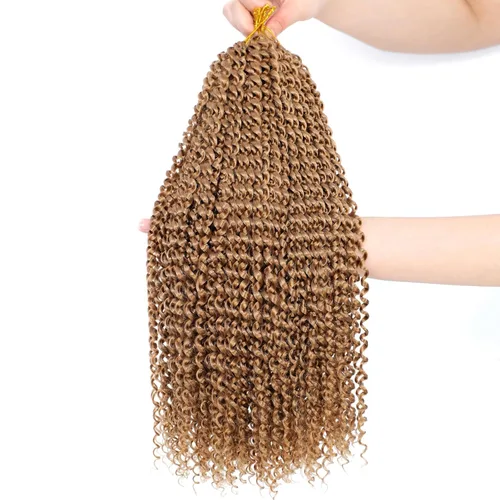 Miniatura 45 de Dansama - 7 paquetes de extensiones de cabello trenzado ondulado Passion Twist, extensiones de cabello de trenzas con ganchillo estilo mariposa, #1B