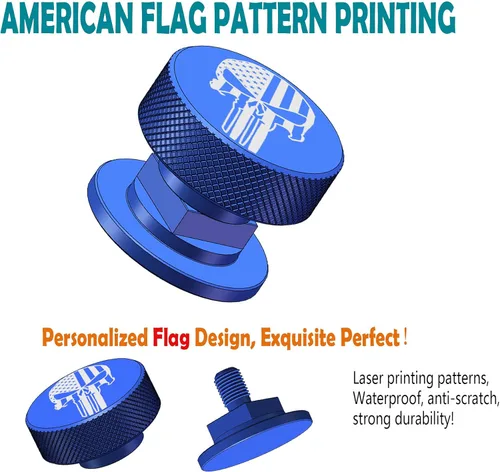 Miniatura 2 de Capucha de soldadura para casco de tubería - 1 par de sujetadores de tubería con patrón de bandera de Estados Unidos azul de aluminio para casco