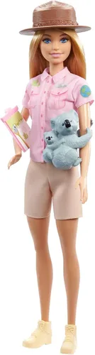 Miniatura 5 de Muñeca Barbie Careers y accesorios, zoóloga con atuendo removible con sombrero, pizarra y figura de koala que puede sostener el brazo de la muñeca