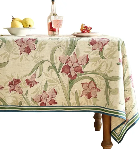 Miniatura 37 de patdrea - Mantel de lino floral, grueso, decorativo y francés para mesas rectangulares o cuadradas, para cocina y comedor, 55 x 79 pulgadas