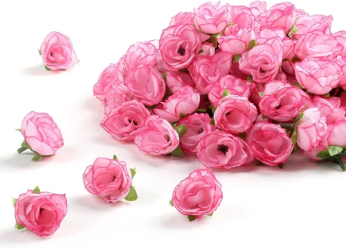 SITUMEIZI 100 rosas artificiales de 1.3 pulgadas con cabeza de rosa rosa para decoración de bodas, gorras de graduación, pasteles, pared de flores