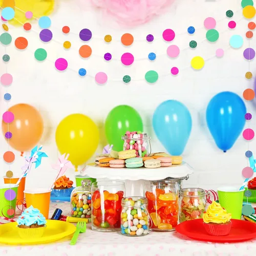 Miniatura 3 de Outus Guirnalda circular colorida de 40 piezas para colgar en el aula, fiesta de cumpleaños, baby shower, telón de fondo de boda y decoración
