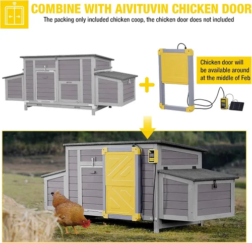 Miniatura 2 de Aivituvin Gallinero Dos cajas de anidación, gran gallinero de madera, resistente a la intemperie, al aire libre, jaula de pato Gris y gris claro