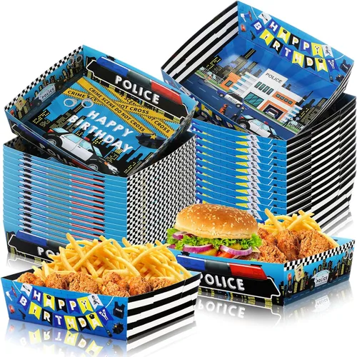 Miniatura 11 de Mifoci 36 piezas de basura para camiones de basura, decoraciones de fiesta de cumpleaños, bandejas de papel de alimentos de 5 libras, bandeja