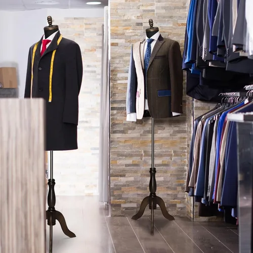 Miniatura 5 de Bonnlo Forma de Vestido Masculino, Maniquí Masculino con Soporte de Trípode de Madera, Torso de Altura Ajustable para y Exhibición y Costura (Seda)