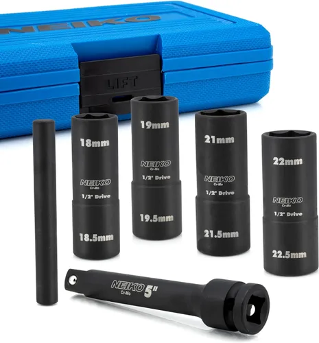 Miniatura 7 de NEIKO 02281B Juego de llaves de vaso de impacto de 1/2 pulgada 4 piezas SAE y MM Barra de extensión de 3 pulgadas Acero Cr-Mo Servicio