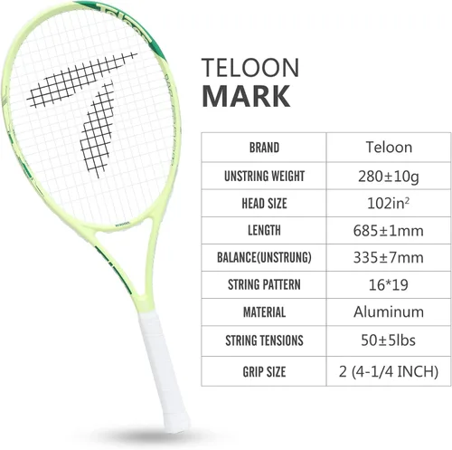 Miniatura 6 de Teloon Raquetas de tenis recreativas para adultos - Raqueta de tenis de 27 pulgadas para hombres y mujeres, estudiantes universitarios, raqueta