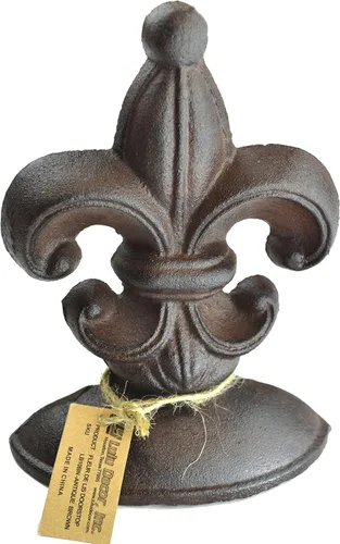 Miniatura 5 de Lulu Decor, Tope de puerta de flor de lis, hierro fundido, 2 libras, tope de puerta (blanco antiguo)