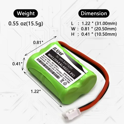 Miniatura 2 de Paquete de 2 baterías recargables Ni-MH de 4.8 V 150 mAh para SportDOG SDT00-11907 MH120AAAL4GC (DC-17), SD-400, SD-350, SD-800 Series, SAC00-15724