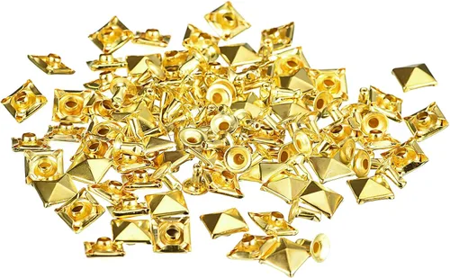 Miniatura 17 de uxcell Juego de 60 remaches de punta para ropa, 0.315 in, remaches rápidos de pirámide, clavos cuadrados punk, de cobre, para decoraciones de Tono