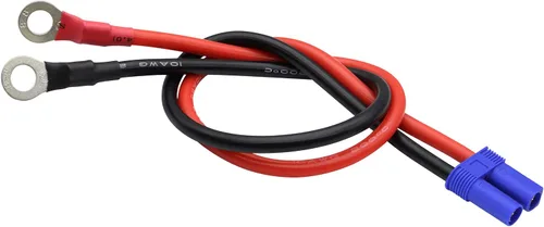 Miniatura 5 de Cable de Terminal EC5 a Anillo O, Cable Conector de Enchufe de Terminal de Ojal EC5 Hembra a Anillo O 10AWG RC ESC Cargador Lateral de Alimentación