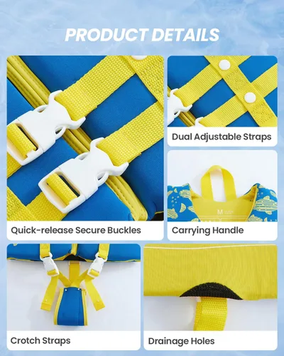 Miniatura 4 de Gogokids Chaleco de natación para niños, flotadores para bebés – Chaleco de flotabilidad para niños y niñas para piscina y playa, para niños de 2 a