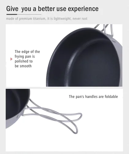 Miniatura 6 de Boundless Voyage Sartén antiadherente de titanio con mango plegable, revestimiento de cerámica antiadherente, olla de cocina para acampar al aire