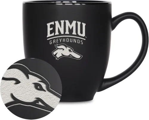 Miniatura 331 de Rico Industries - Taza de cerámica mate negra con grabado láser estándar de 15oz para NCAA (escuelas T & U) - Para bebidas calientes o frías