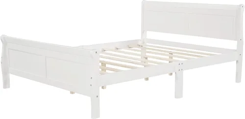 Miniatura 7 de Harper & Bright Designs Cama de plataforma de tamaño matrimonial con cabecero y estribo, marco de cama de madera maciza con soporte de listones