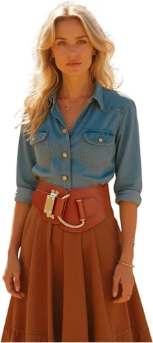 Miniatura 78 de TFJ - Cinturón ancho de moda para mujer, cintura alta, hebilla de gancho de metal dorado, talla XS, S, M, L, XL