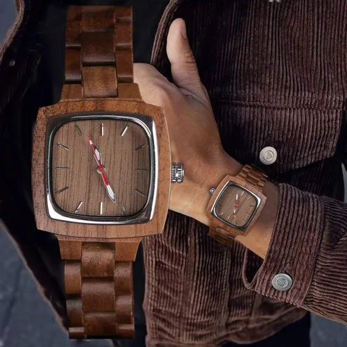 Miniatura 7 de Tiong Brand Wooden Watches Mens with Handmade Colorful Bamboo Wood Watch Analog Date Quartz Wooden Watch for Men