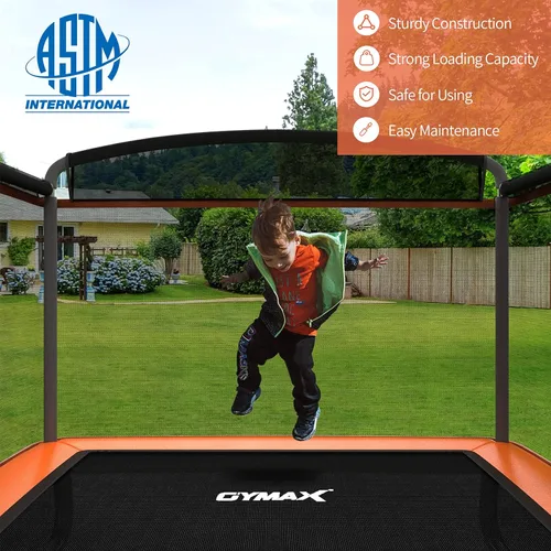 Miniatura 3 de GYMAX Trampolín para niños de 6 pies con columpio, cama elástica rectangular recreativa aprobada por ASTM con red de seguridad, para interiores