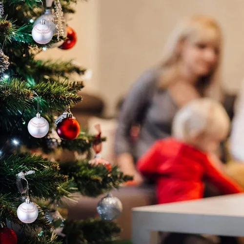 Miniatura 2 de Ochine 6 bolas de Navidad de fútbol de Navidad, temática de pelota de Navidad, fútbol de Navidad, esferas decorativas para colgar en el árbol