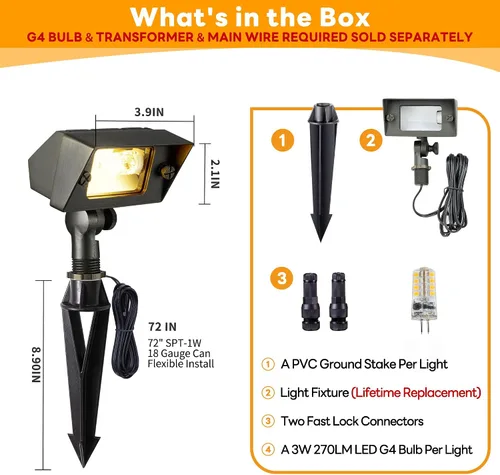 Miniatura 7 de Gardenreet Luz de Inundación de Bajo Voltaje para Exteriores - Luz LED de Lavado de Pared de Latón Sólido 12V, Paisajística de Cableado Fijo
