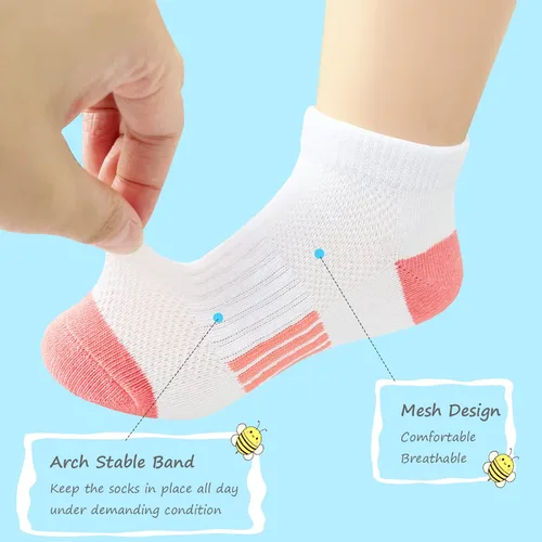 Miniatura 3 de Bemeol Calcetines para niñas, 12 pares de calcetines deportivos de algodón para niños pequeños y grandes