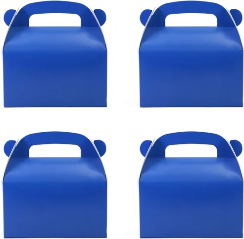Paquete de 30 cajas de regalo de fiesta azul oscuro, cajas de regalo, cajas de regalo de papel a dos aguas con asas. Perfecto para fiestas de Azul
