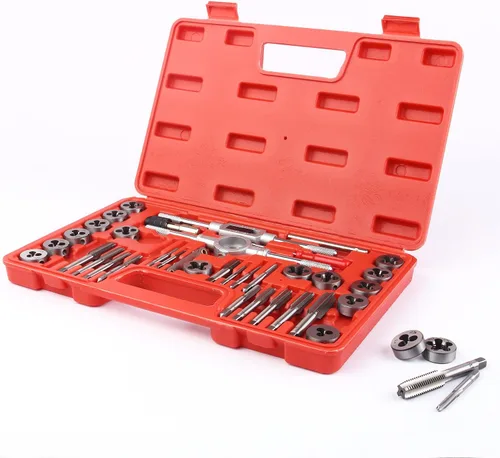 Miniatura 2 de EFFICERE Juego de 40 piezas de roscas y troqueles de alta calidad, roscas métricas M3, M4, M5, M6, M7, M8, M10, M12, ambos tipos gruesos y finos