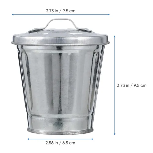 Miniatura 2 de SOLUSTRE 1 mini bote de basura de metal con tapa, plateado, 3.54 L, portátil, ligero, cuadrado, baño, hogar, exterior