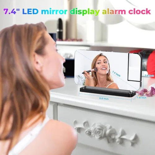 Miniatura 8 de Reloj despertador de proyección, relojes digitales LED RGB de 18.8 cm de pantalla grande, con proyector giratorio de 180°, luz nocturna, puerto