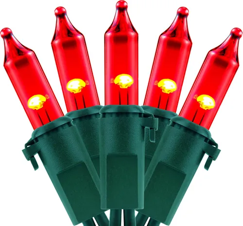 Miniatura 9 de YULETIME 100 luces de Navidad multicolor, 33 pies de cable verde certificado UL como incandescentes, mini cadena de luces LED