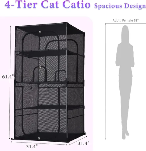 Miniatura 3 de Catio - Jaula grande para gatos de 61.4 pulgadas de alto, con perchas de 4 niveles, corralito para gatos de patio, gatito, perrera para múltiples