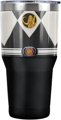 Miniatura 8 de Power Rangers Green Ranger Belt - Vaso de acero inoxidable de 30 onzas, taza de viaje para café, aislamiento al vacío y doble pared con tapa RANGER