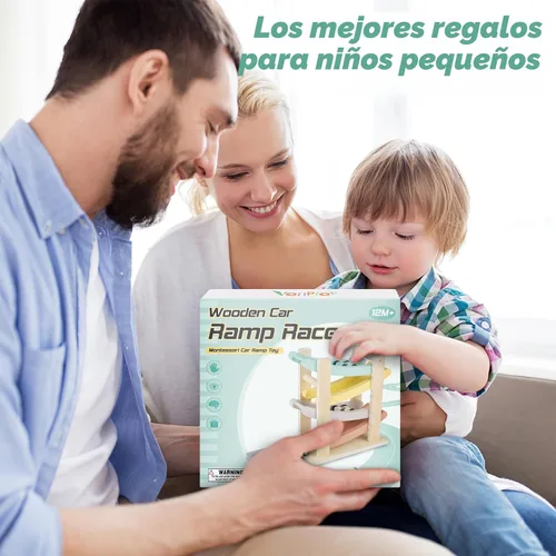 Miniatura 6 de Vanplay Juguetes de rampa de coche para niños de un año, regalos de cumpleaños, juguetes Montessori de madera para niños de 1 a 2 años, juguete