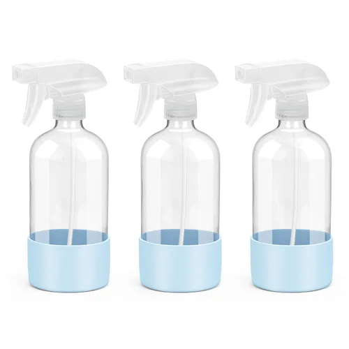 Miniatura 11 de Rionisor Botellas de Spray de Vidrio con Protección de Funda de Silicona, Recipientes Vacíos Recargables de 16 oz, Botellas de Spray Reutilizables