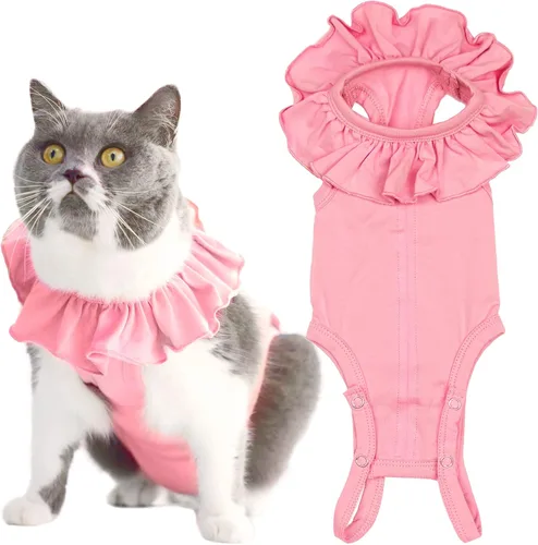 Miniatura 11 de Traje de recuperación para gatos para heridas abdominales y enfermedades de la piel, camisa quirúrgica transpirable de recuperación después