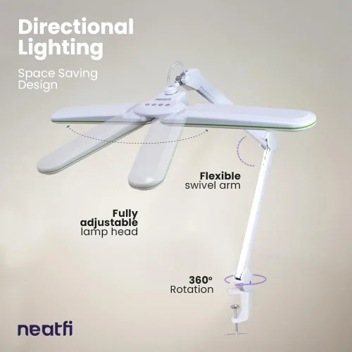 Miniatura 5 de Neatfi Elite HD XL - Lámpara LED de escritorio, 3 modos de luz, 90 piezas SMD LED, atenuación no polar, iluminación brillante que cuida los ojos