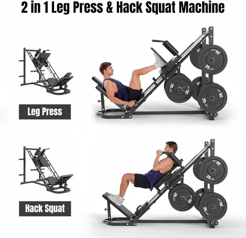 Miniatura 2 de Dripex Combo de máquina de sentadillas para gimnasio en casa, máquina de prensa de piernas ajustable para entrenamiento completo de la parte