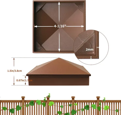 Miniatura 34 de Azdele Tapas de aluminio piramidal de 4 x 4 para postes nominales de madera de 4 x 4 pulgadas (verdadero 3.5 x 3.5 pulgadas), con superficie