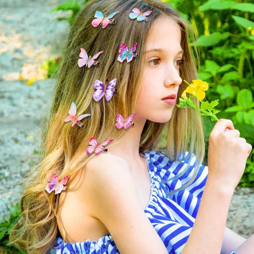 Miniatura 5 de Boao 18 piezas de pinzas de cabello con diseño de mariposa y brillo para niñas, adolescentes y mujeres, accesorios para el cabello (estilo soñador)