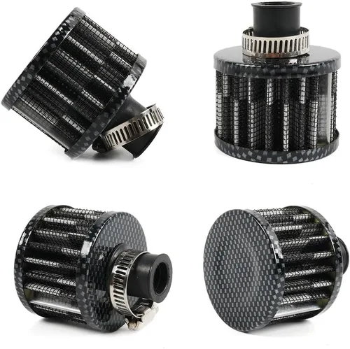 Miniatura 19 de 2 piezas de filtro de aire de entrada de aire frío con respiradero de 12 mm, filtro de respiración para tapa de válvulas para automóvil y Negro