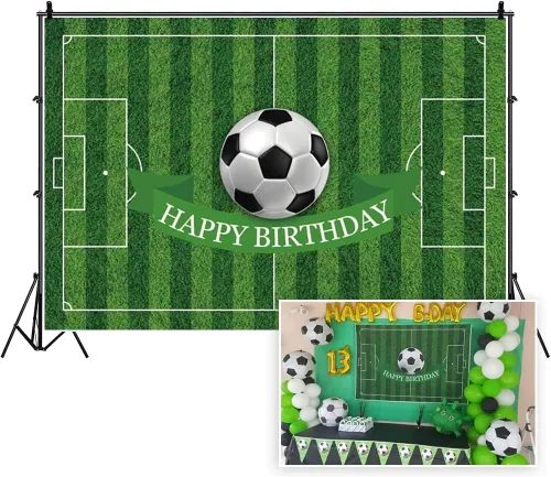 Telón de fondo de fútbol de 5 x 3 pies para fiesta de cumpleaños, para fotografía, fútbol, deporte, cumpleaños, papel tapiz fotográfico