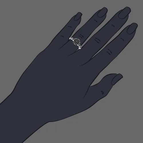 Miniatura 5 de Anillo de compromiso de diamantes negros de 14 cttw compuesto de plata de ley 925